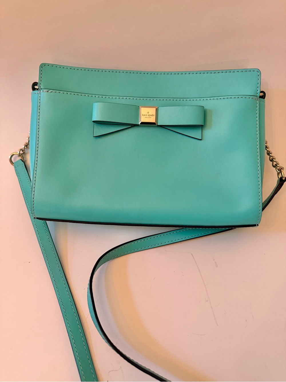 Kate Spade Tiffany Blue Bow Accent Crossbody Purse